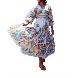 NEW BELL clover maxi dress in clover maxi dress in turquoise/yellow